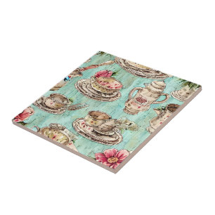 Artistic unique hand drawn antique Kitchchen Ceramic Tile