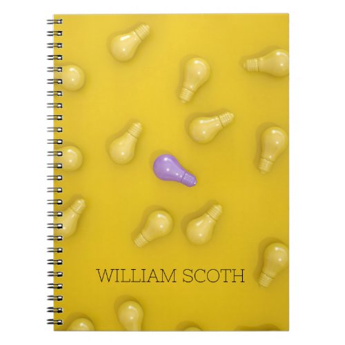 Artistic Unique Yellow Purple Light Bulbs Art  Notebook
