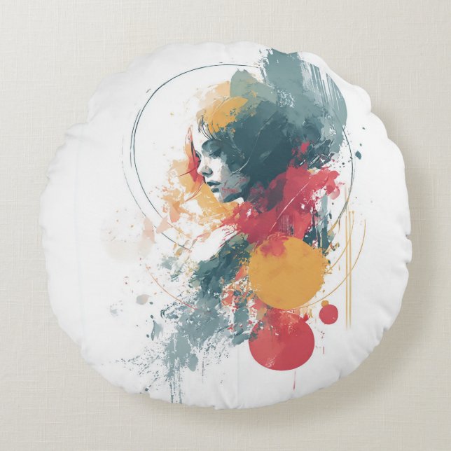 Artistic Unisex T-Shirt - Vibrant Abstract Design  Round Pillow (Front)