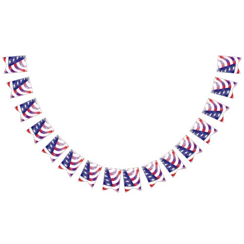 Artistic US Flag Red White and Blue Bunting Flags