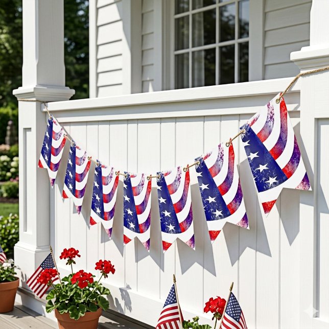Artistic US Flag Red White and Blue Bunting Flags (Bunting flags featuring a grunge design of the US flag. Beautiful for a 4th of July celebration)