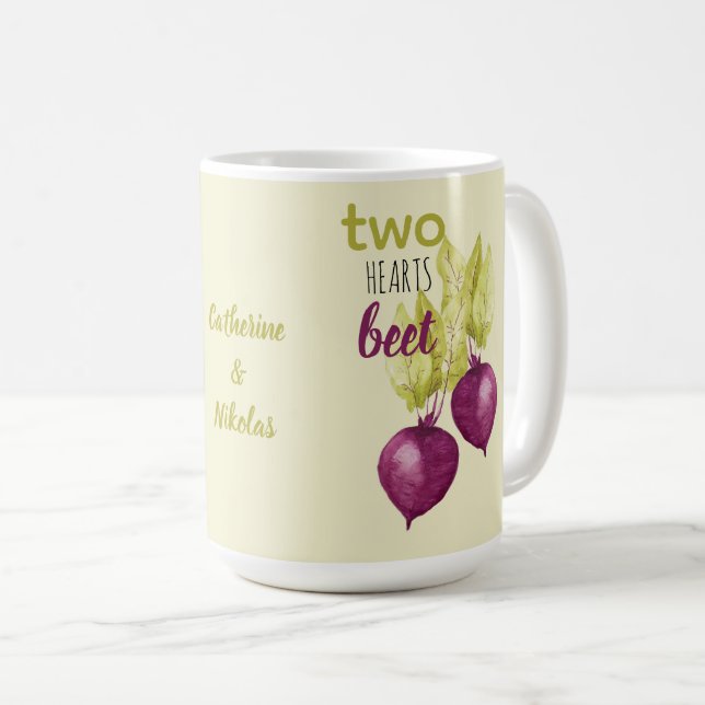 Artistic vegan beetroot watercolor art Mug Coffee  (Front Right)