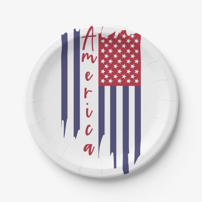 Artistic Vertical American Flag   Paper Plates (Front)