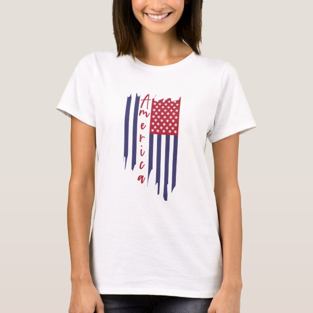 Artistic Vertical American Flag T-Shirt (Front)