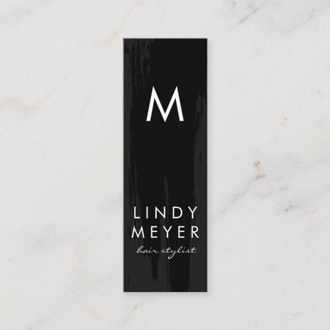 Artistic Vertical Brushed with Monogram Mini Business Card (Front)