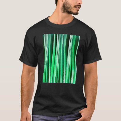 Artistic Vertical Stripes Aquamarine Green Hues T_Shirt