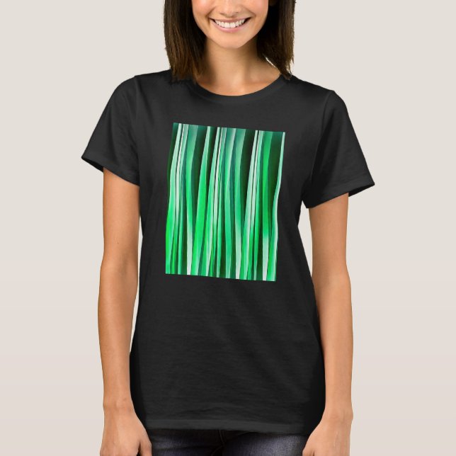 Artistic Vertical Stripes Aquamarine Green Hues T-Shirt (Front)