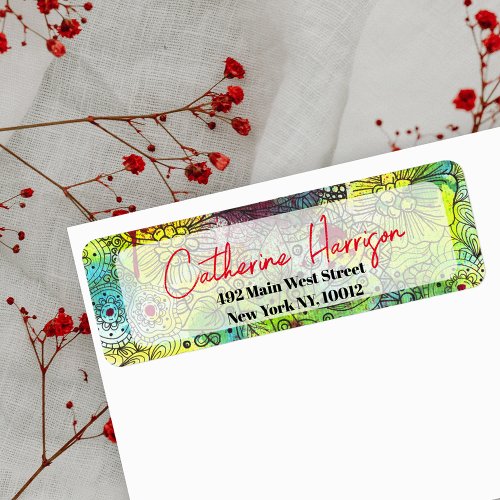 Artistic Vibrant Watercolor and Ink Return Address Label