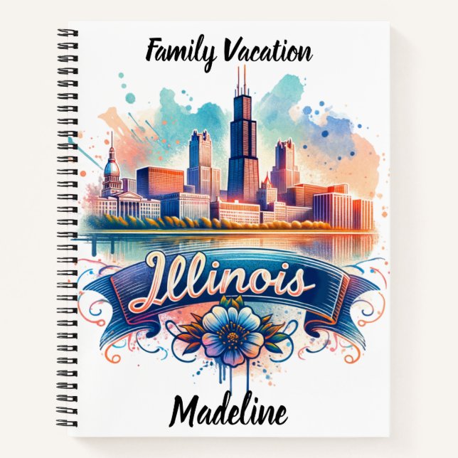 Artistic view of Illinois skyline Notebook (Front)
