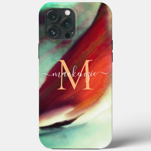 Artistic Vintage Boat Watercolor Monogrammed iPhone 13 Pro Max Case