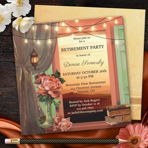 Artistic Vintage Design Retirement Party Invitation