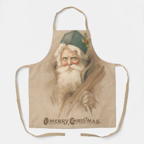 Artistic Vintage Father Christmas Portrait Apron