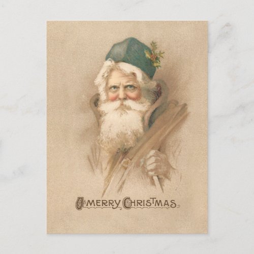 Artistic Vintage Father Christmas Portrait Postcard