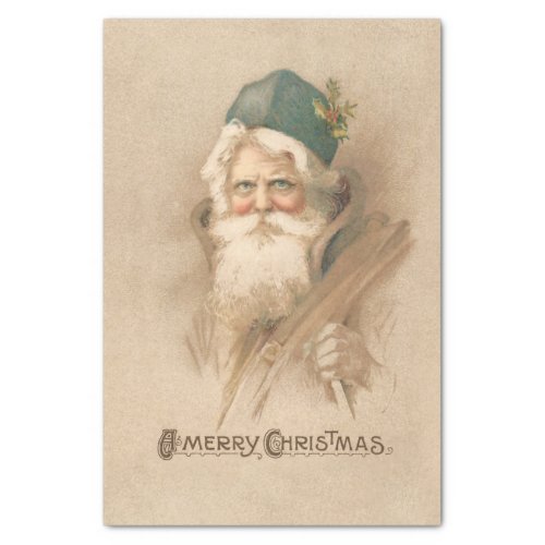 Artistic Vintage Father Christmas Portrait Tissue Paper