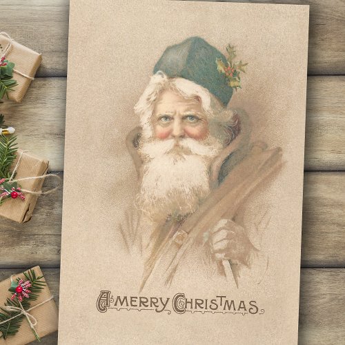 Artistic Vintage Father Christmas Portrait Tissue Paper