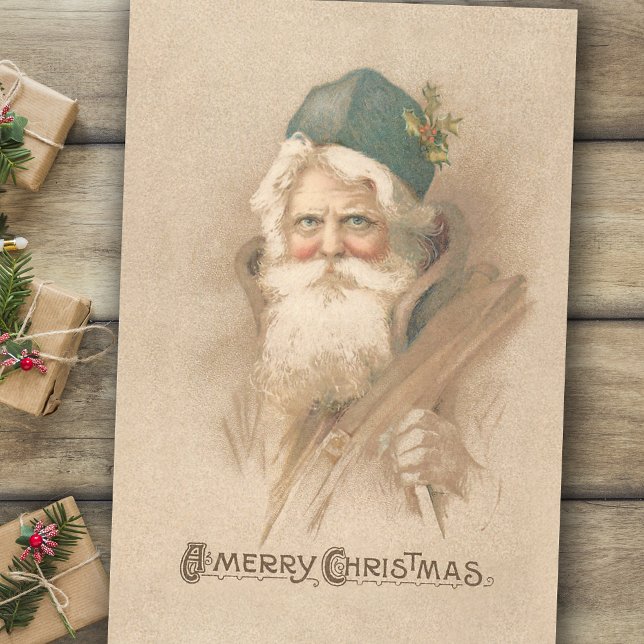 Artistic Vintage Father Christmas Portrait Tissue Paper (Creator Uploaded)