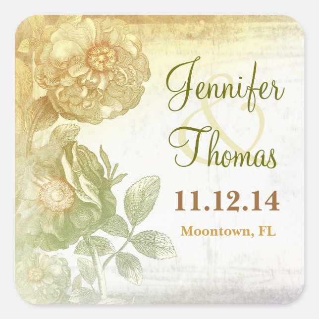 artistic vintage floral wedding stickers (Front)