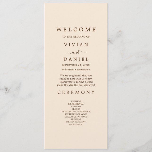 Artistic vintage floral weeding pink program (Front)