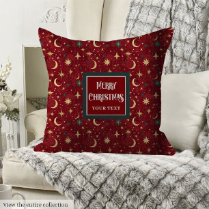 Artistic vintage pillow deep cranberry red colors