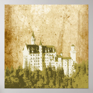 Artistic Vintage White Fantasy Castle Poster