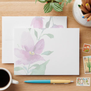 Artistic Violet Wildflowers Watercolor Envelope
