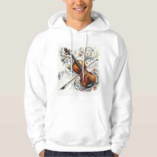 Artistic Violin & Musical Notes Vintage Hoodie / G