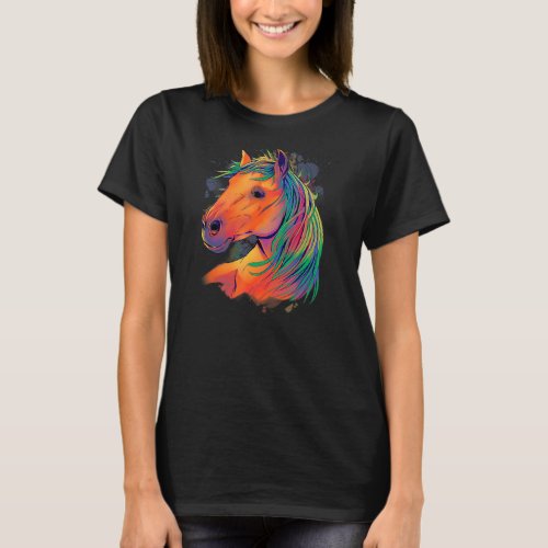 Artistic Water Colour Horse T_Shirt