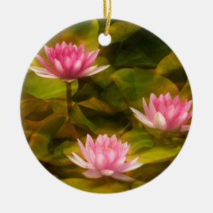 Artistic water lilies, California Ceramic Ornament