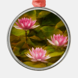 Artistic water lilies, California Metal Ornament