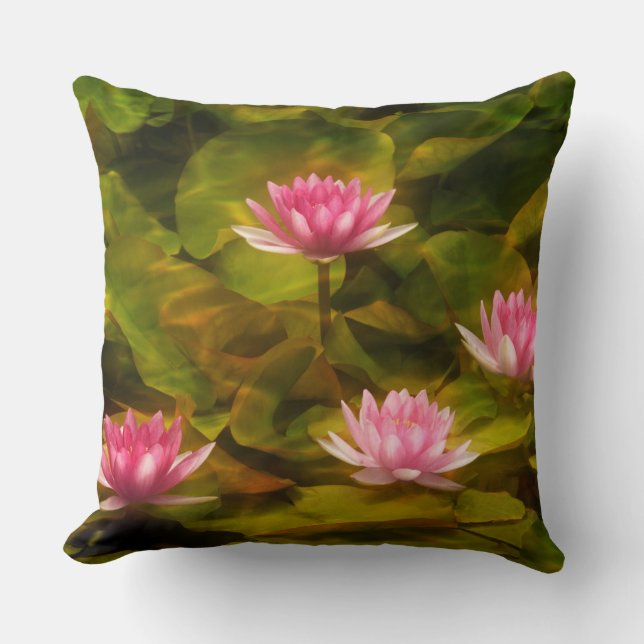 Artistic water lilies, California Throw Pillow (Front)