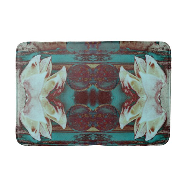 Artistic Water Lilly in Red and Blue Bath Mat (Front)