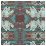 Artistic Water Lilly in Red and Blue Pattern Fabric