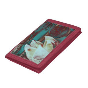 Artistic Water Lilly in Red and Blue Tri-fold Wallet
