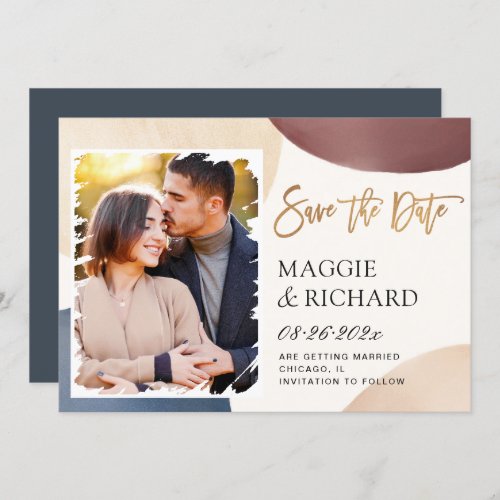 Artistic Watercolor Abstract Brushstroke Photo Save The Date