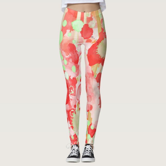 Artistic watercolor abstract pattern leggings (Front)