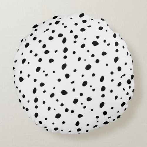 Artistic watercolor black white polka dots pattern round pillow