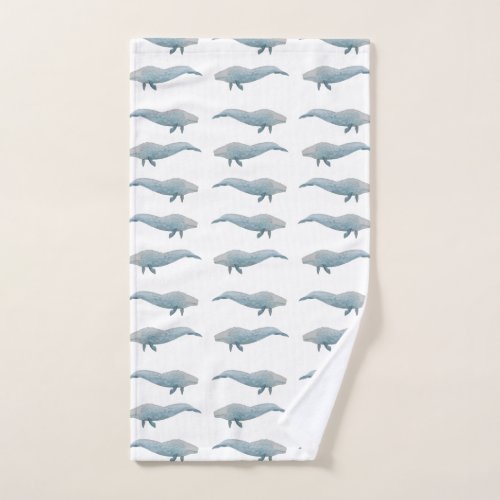 Artistic Watercolor Blue Whale Hand Towel