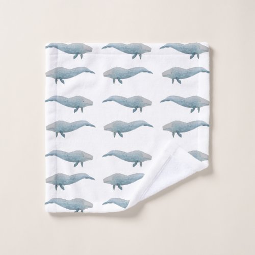 Artistic Watercolor Blue Whale Wash Cloth