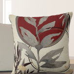 Artistic Watercolor Burgundy Throw Pillow<br><div class="desc">Modern throw pillow features an artistic abstract design in a gray and burgundy color palette on a beige background. An organic artistic abstract design features a watercolor leaf and a geometric circle composition with shades of gray and burgundy with black and gold accents on a linen beige background. Inspired by...</div>