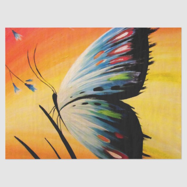 Artistic Watercolor Butterfly Decoupage Tissue Paper (Front)