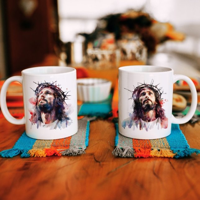 Artistic Watercolor Christian Jesus Christ Coffee Mug (Creator Uploaded)