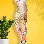 Artistic Watercolor Circles Orange Yellow Pink Fun Leggings<br><div class="desc">Work out in style with these leggings created using my original watercolor abstract circle art with soft, colorful pastel splashes of pink, orange, and yellow with black doodles of swirls, dots, and stripes. and don't forget to check out my the rest of the abstract circle collection to add to your...</div>