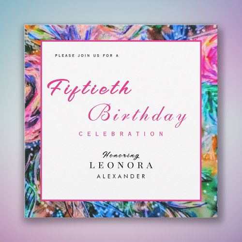 Artistic Watercolor Floral ANY Birthday Party Pink Invitation