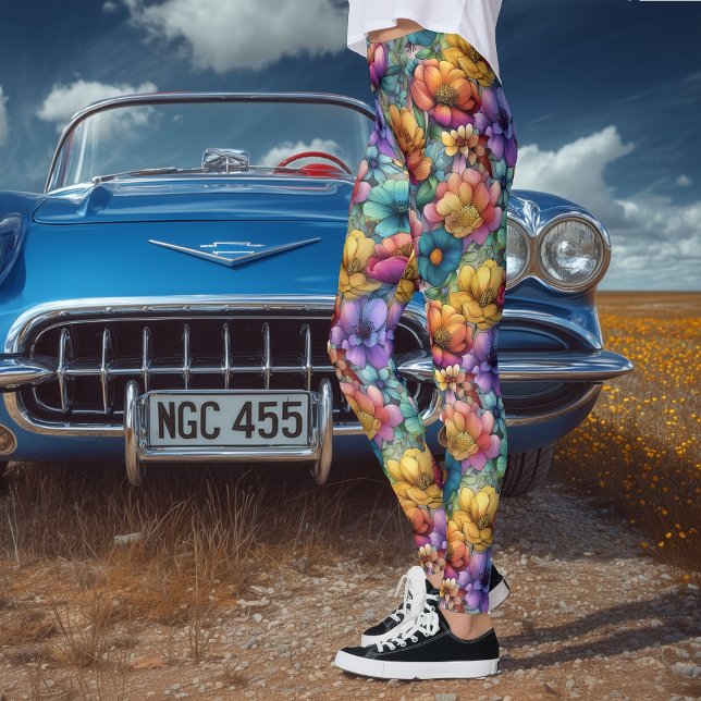 Artistic Watercolor Floral Leggings (Creator Uploaded)