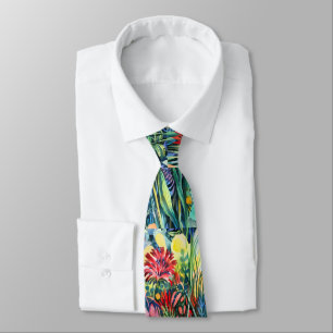Artistic Watercolor Flower Garden Tie
