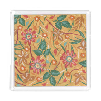 Artistic Watercolor Flowers: Colorful Background. Acrylic Tray