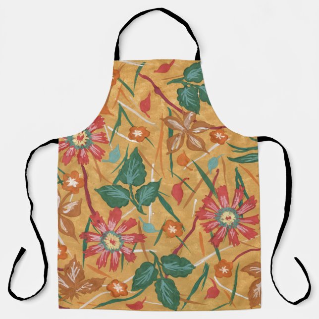 Artistic Watercolor Flowers: Colorful Background. Apron (Front)