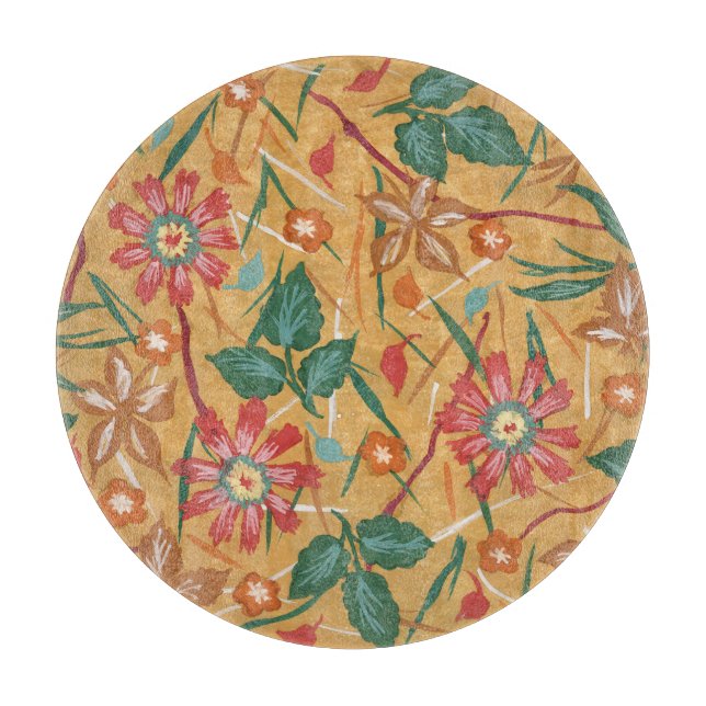 Artistic Watercolor Flowers: Colorful Background. Cutting Board (Front)