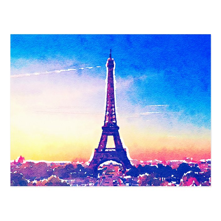 Artistic Watercolor France Paris Eiffel Tower Postcard Zazzle Com