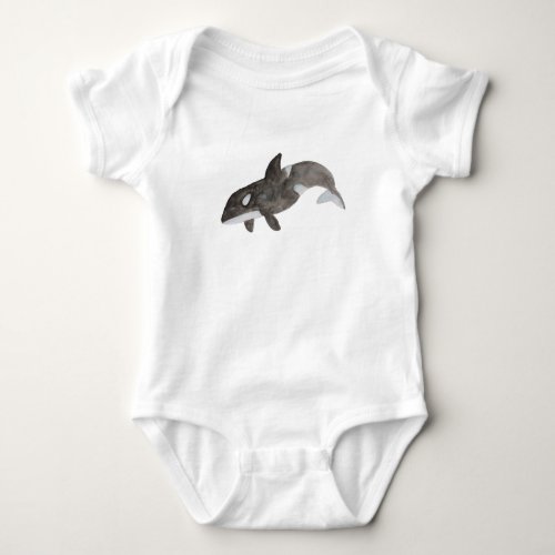 Artistic Watercolor Friend Orcas Killer Whale Baby Bodysuit